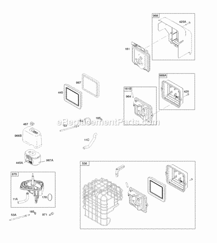 Air Cleaner Diagram and Parts List for 212312-0100-E9  Briggs and Stratton Engine